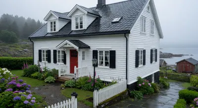Norsk enebolig med nytt tak og fasade
