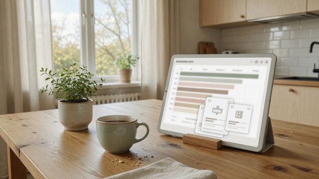 Eksempel på gratis planlegging med kostnadsestimat og sjekkliste på nettbrett